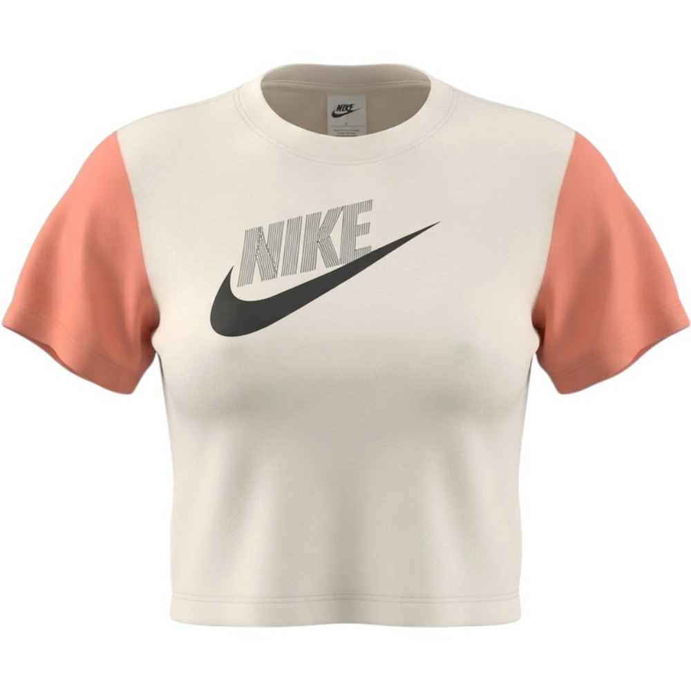 Nike Sportswear Essential Womens Crop Tee White Peach DV0349-100 Large